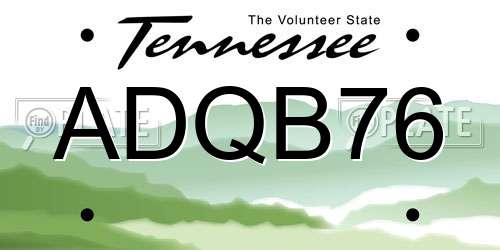 ADQB76 Tennessee License Plate