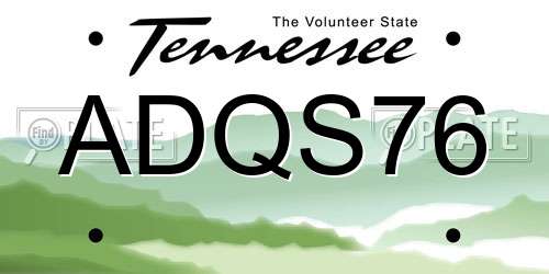 ADQS76 Tennessee License Plate