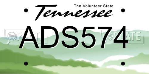 ADS574 Tennessee License Plate