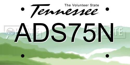 ADS75N Tennessee License Plate