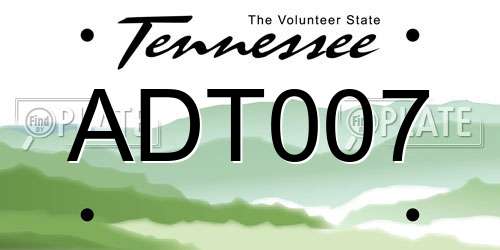 ADT007 Tennessee License Plate