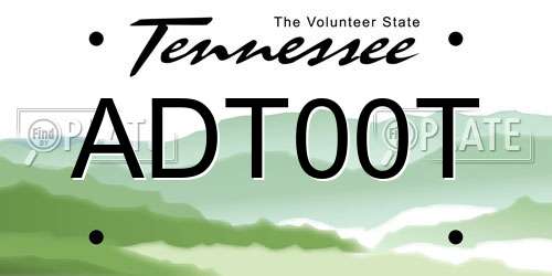 ADT00T Tennessee License Plate