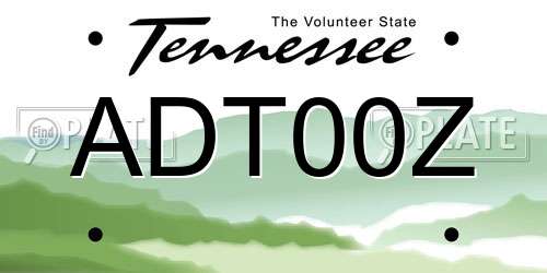 ADT00Z Tennessee License Plate