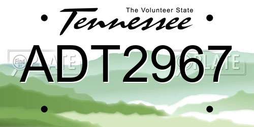 ADT2967 Tennessee License Plate