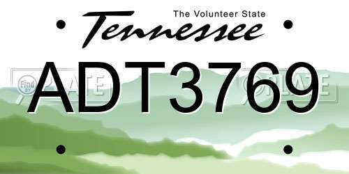 ADT3769 Tennessee License Plate