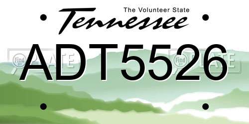 ADT5526 Tennessee License Plate