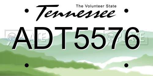 ADT5576 Tennessee License Plate