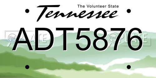 ADT5876 Tennessee License Plate