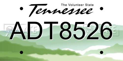 ADT8526 Tennessee License Plate