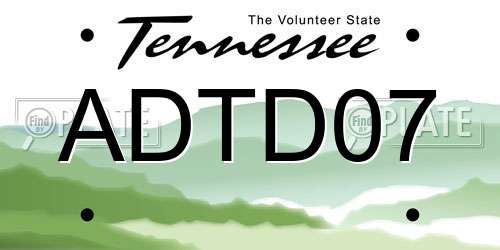 ADTD07 Tennessee License Plate