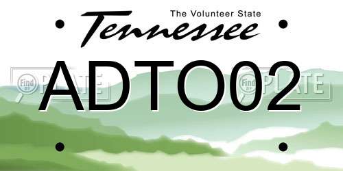 ADTO02 Tennessee License Plate