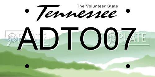 ADTO07 Tennessee License Plate