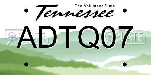 ADTQ07 Tennessee License Plate