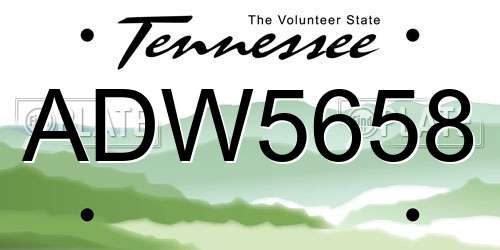 ADW5658 Tennessee License Plate