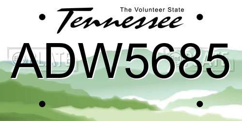 ADW5685 Tennessee License Plate