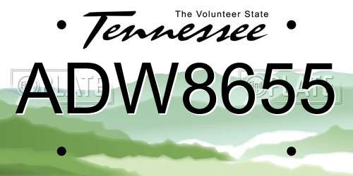 ADW8655 Tennessee License Plate