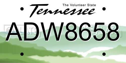 ADW8658 Tennessee License Plate