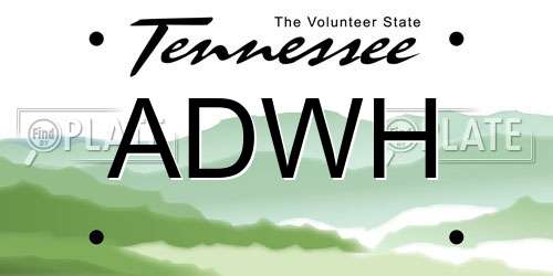 ADWH Tennessee License Plate