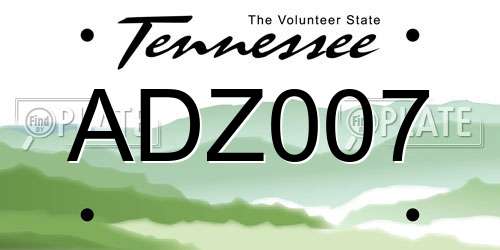 ADZ007 Tennessee License Plate