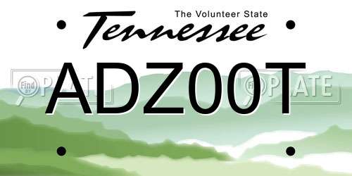 ADZ00T Tennessee License Plate