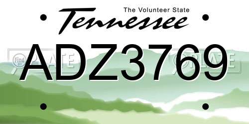 ADZ3769 Tennessee License Plate