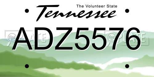 ADZ5576 Tennessee License Plate