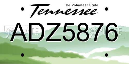 ADZ5876 Tennessee License Plate