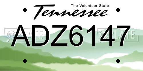 ADZ6147 Tennessee License Plate