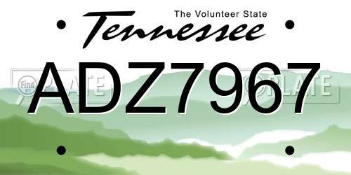 ADZ7967 Tennessee License Plate