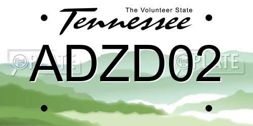 ADZD02 Tennessee License Plate