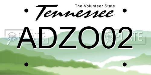 ADZO02 Tennessee License Plate