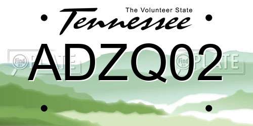 ADZQ02 Tennessee License Plate