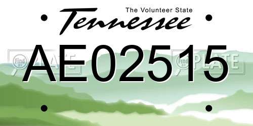 AE02515 Tennessee License Plate