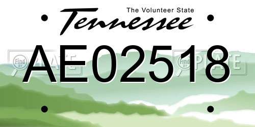 AE02518 Tennessee License Plate