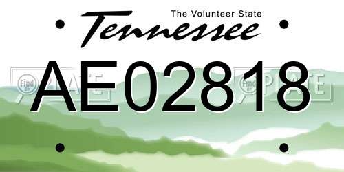 AE02818 Tennessee License Plate