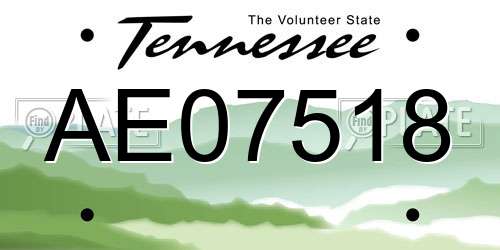 AE07518 Tennessee License Plate