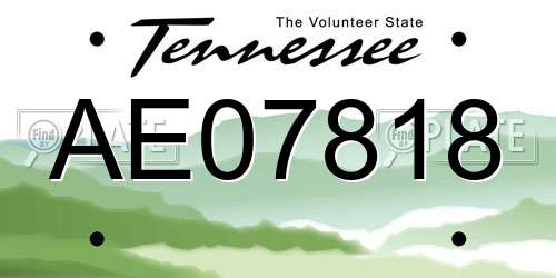 AE07818 Tennessee License Plate