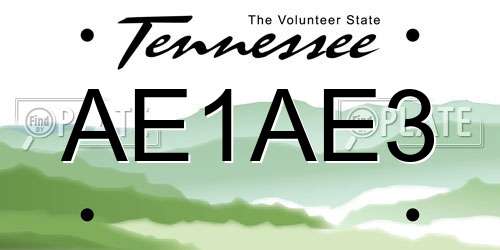AE1AE3 Tennessee License Plate