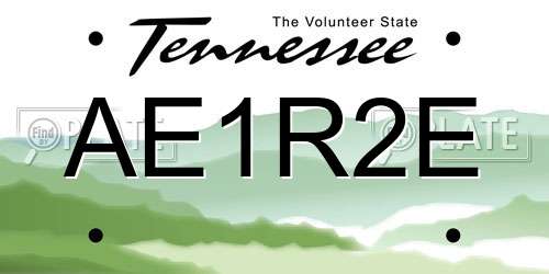 AE1R2E Tennessee License Plate