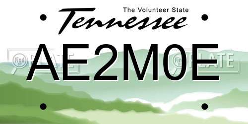 AE2M0E Tennessee License Plate
