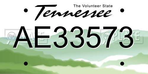 AE33573 Tennessee License Plate
