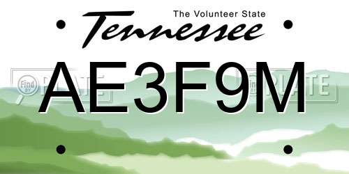 AE3F9M Tennessee License Plate