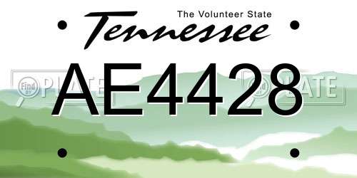 AE4428 Tennessee License Plate
