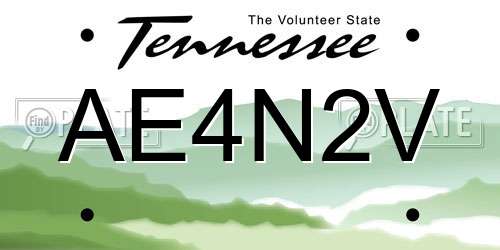 AE4N2V Tennessee License Plate