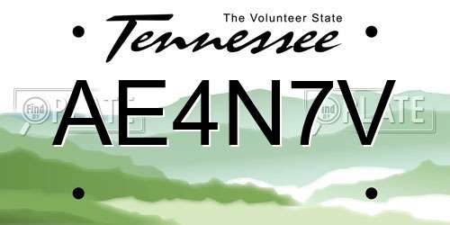 AE4N7V Tennessee License Plate