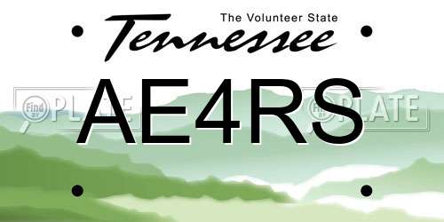 AE4RS Tennessee License Plate