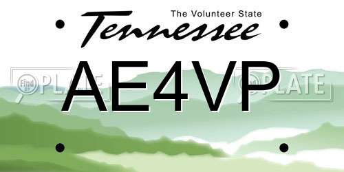 AE4VP Tennessee License Plate