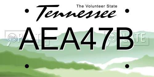 AEA47B Tennessee License Plate