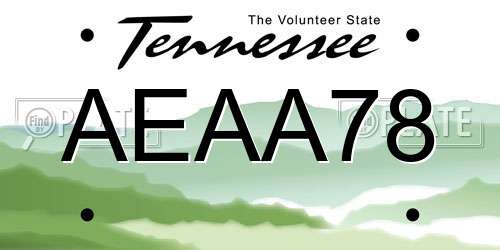 AEAA78 Tennessee License Plate