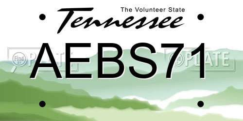 AEBS71 Tennessee License Plate